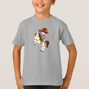 T-shirt Cowboy, Sheriff, Cheval, Lasso, Occident, Cheveux 