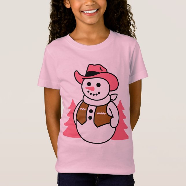 T-Shirt Cowboy Snowman Christmas Design – Western Holiday  (Devant)