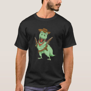 T-shirt Cowboy T Rex Dinosaur Enfants Wild West Country Bo
