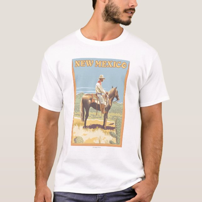 T-shirt Cowboy (vue de côté) Nouveau Mexique (Devant)