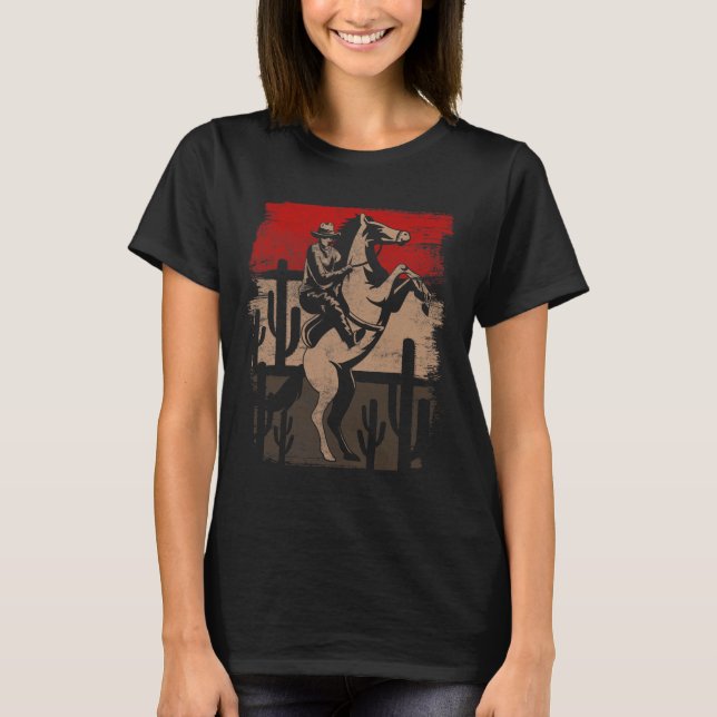 T-shirt Cowboy Wild West Country Horseck équitation Cheval (Devant)