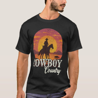 T-shirt Cowboycore Cowboy Sur Un Cheval Élevant Cowboy Aes