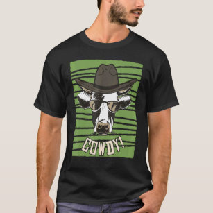 T-shirt Cowdy Cow Howdy No Meowdy Cat Texas Greeting Bull