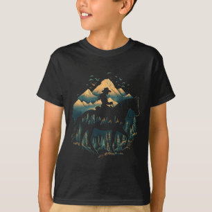 T-shirt Cowgirl à cheval en camping dans la nature