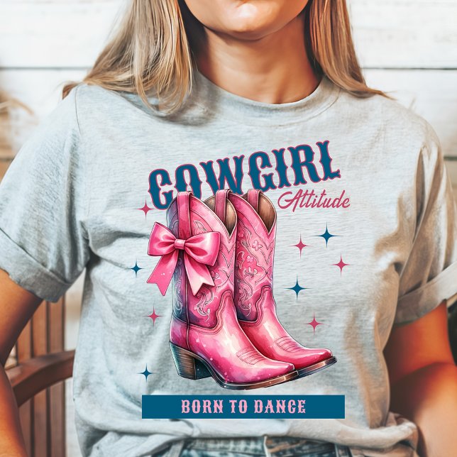 T-shirt Cowgirl Attitude Bottes Né à la danse (Créateur téléchargé)
