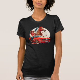 T-shirt Cowgirl Avec Mustang Voiture Cheval