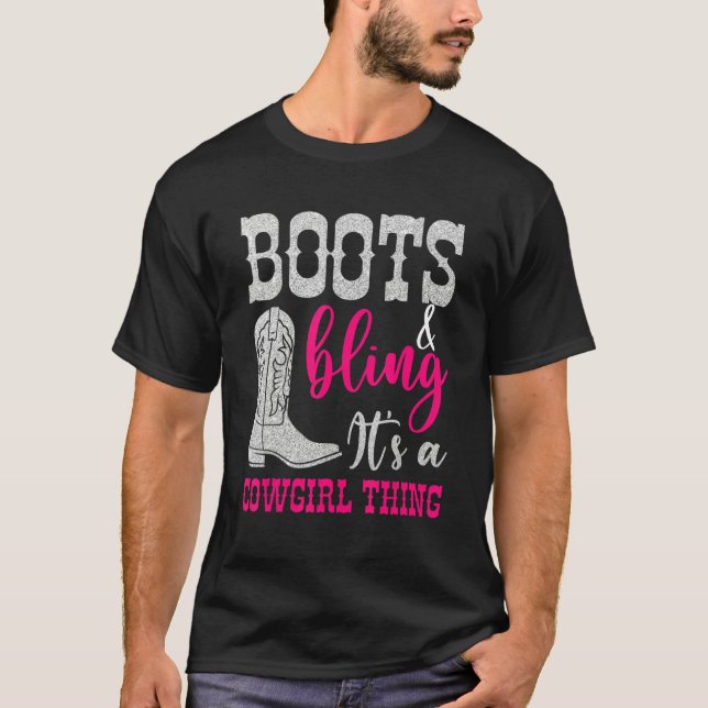 T-shirt Cowgirl Boots Bling Its A Cowgirl Thing Love Count (Devant)