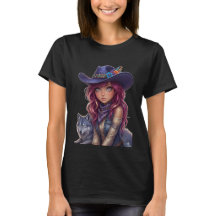 Cowgirl Cosmique & Loup Spirituel Magie Aquarelle 