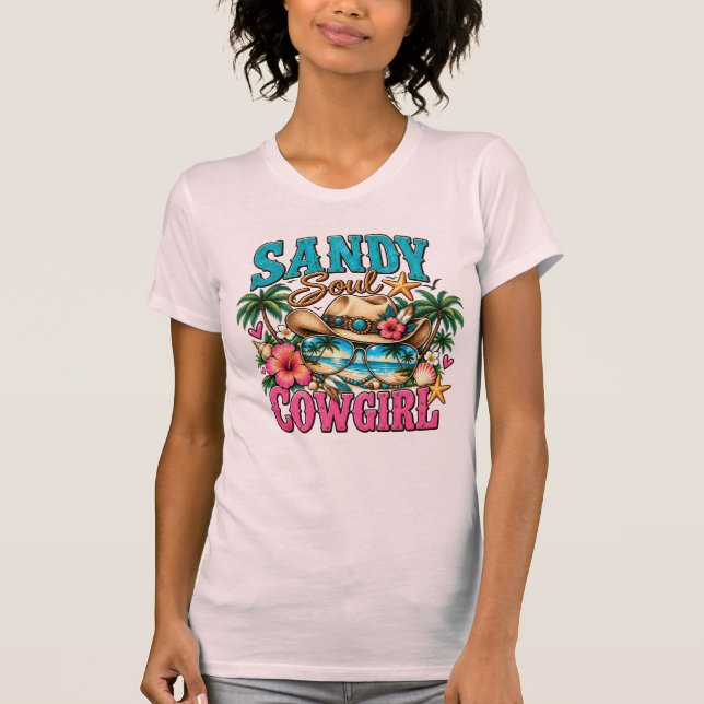T-shirt Cowgirl Côtière Âme Sableuse Plage Occidentale (Devant)