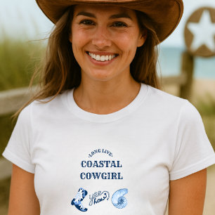 T-shirt cowgirl côtière bleue