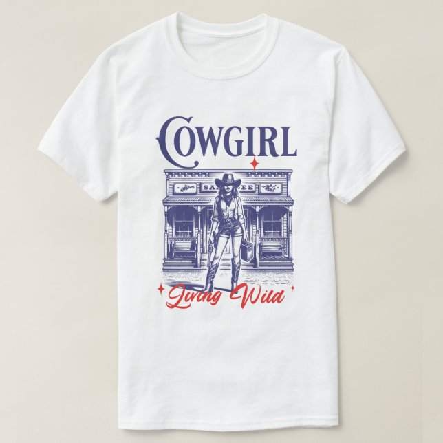 T-shirt Cowgirl Living Wild West (Design devant)