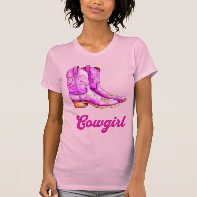 T-shirt Cowgirl Pays Western Rodeo Rose Cowboy Boots (Devant)