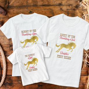 T-shirt Cowgirl premier rodéo or cheval anniversaire