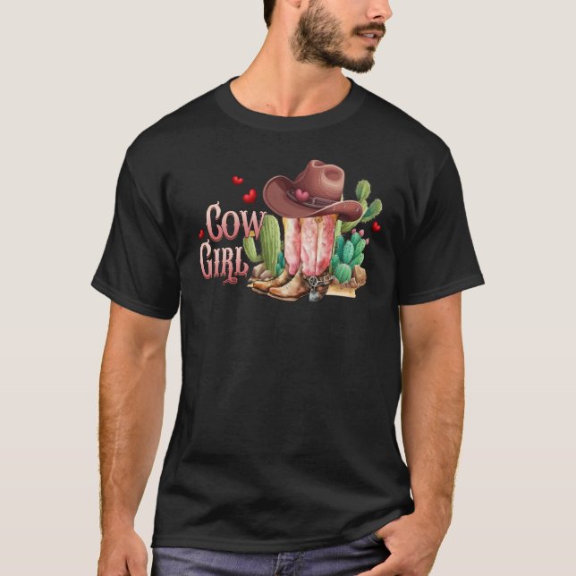 T-shirt Cowgirl Retro Vintage Western Valentines Day (Devant)