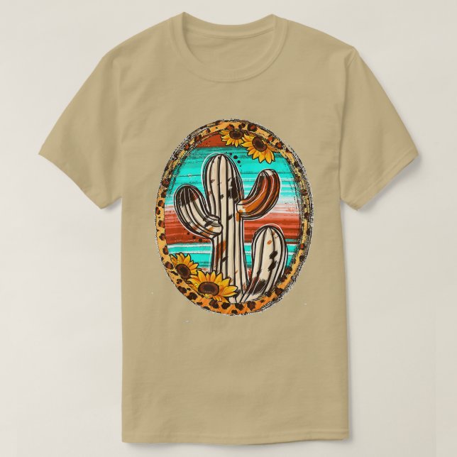 T-shirt Cowhide Teas Cactus Serape Western Rodeo Cowgirl H (Design devant)