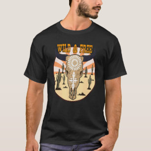T-shirt Cowhide Wild Et Taureau Gratuit Gemstone Western