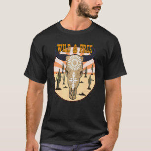 T-shirt Cowhide Wild Et Taureau Gratuit Gemstone Western