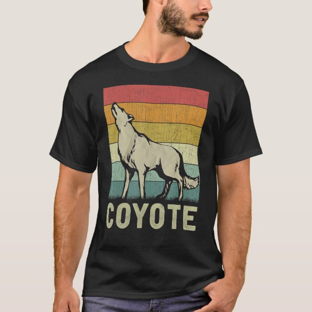 T-shirt Coyote  Men Women Coyote Retro (Devant)