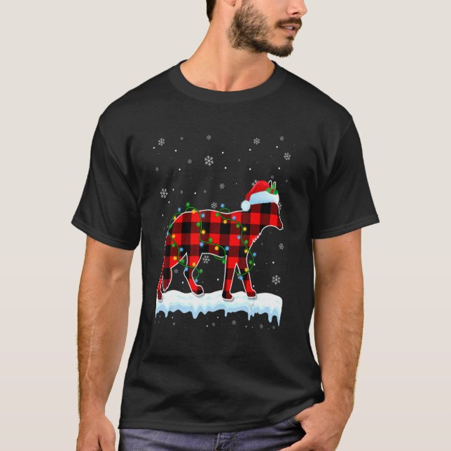 T-shirt Coyote Noël Santa Chapeau mignon Animaux Noël Ligh (Devant)