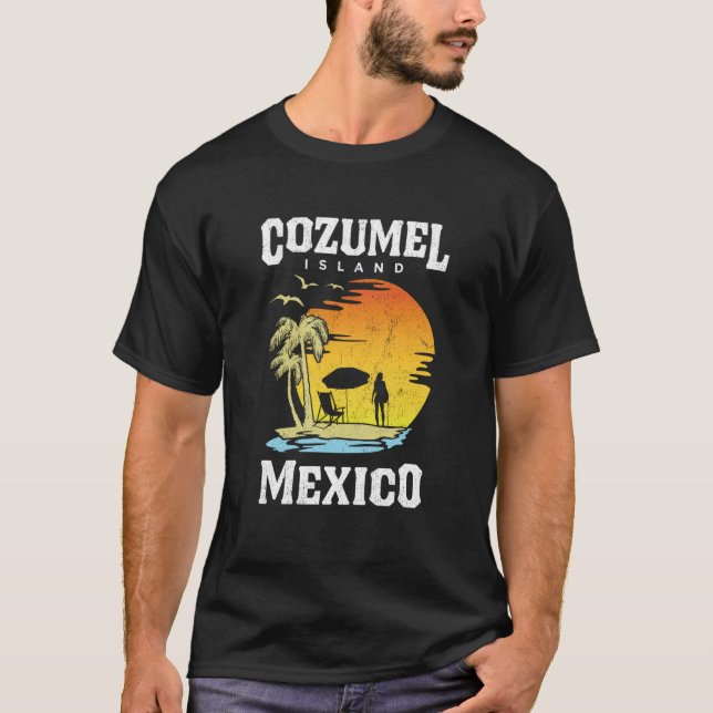 T-shirt Cozumel Mexico Plages Retro Cool Distressed Graphi (Devant)