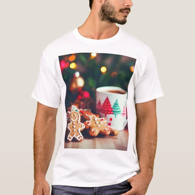 T-shirt Cozy Christmas Mug & Cookies – Holiday Comfort Des (Devant)