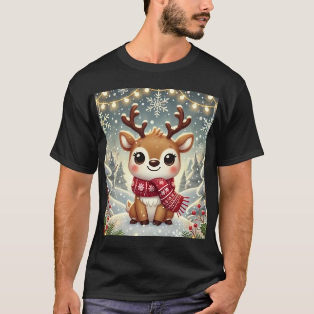 T-shirt Cozy Christmas Reindeer in a Winter Wonderland (Devant)