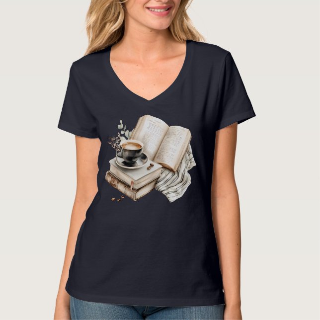 T-shirt Cozy Coffee and Book Nook (Devant)