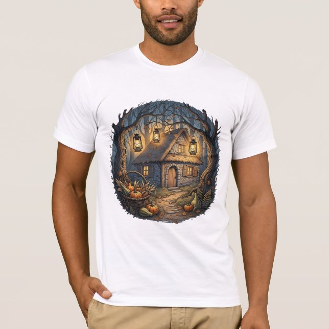 T-shirt Cozy Enchanted Autumn Forest Cottage (Devant)