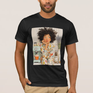 T-shirt Cozy Morning Coffee Girl – Warm AI Illustration