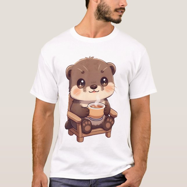 T-shirt Cozy Otter Tea Moment (Devant)