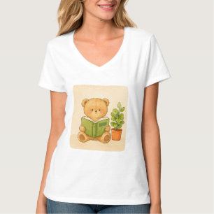 T-shirt Cozy Teddy Bear Lisant un Livre Amateur