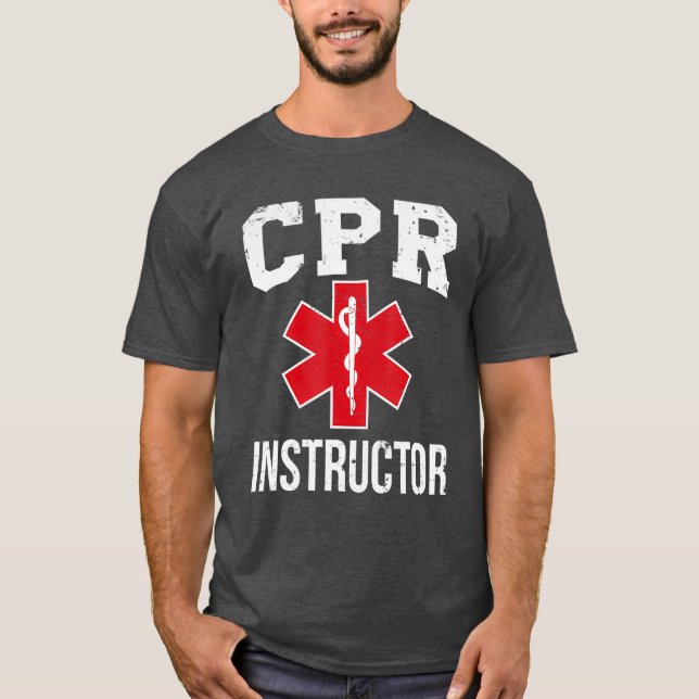 T-shirt CPR Instructor Red Star Of Life EMS design Medic (Devant)