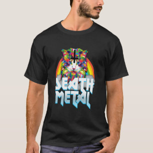 T-shirt Cr Death Metal Mignon Chat Chaton Arc-en-ciel à l'