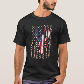 T-shirt Crab Crawfish American Flag Leopard Pattern 4th Of