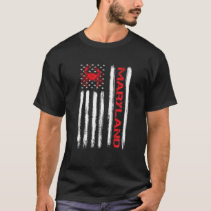 T-shirt Crab Maryland État Vintage Amérique Drapeau Crab