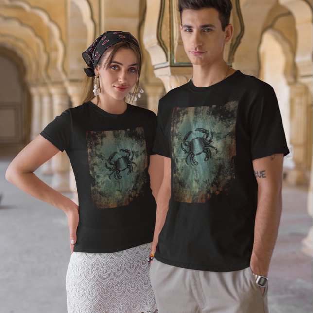 T-shirt Crabe Art Vintage Pierre Turquoise rouillée (Créateur téléchargé)