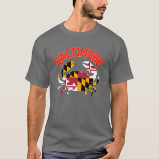 T-shirt Crabe Baltimore avec drapeau du Maryland pour les
