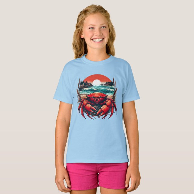 T-shirt crabe côtier/marin du Maine (Devant entier)