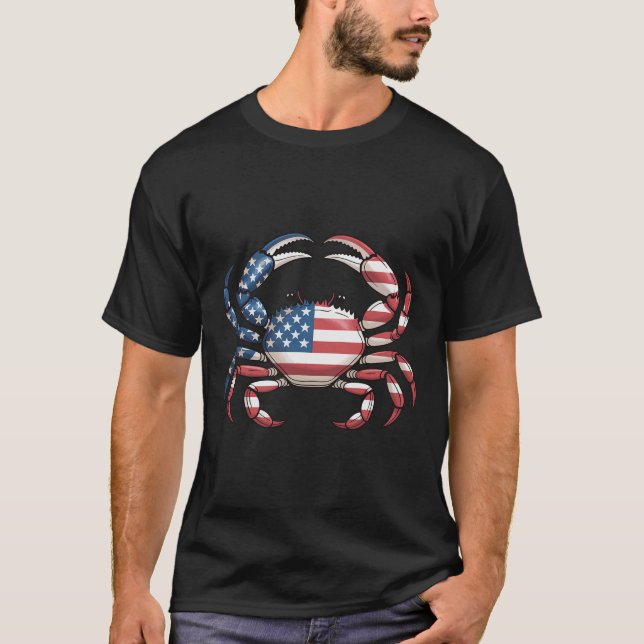 T-shirt Crabe d'Amérique Drapeau Fruits de mer  (Devant)