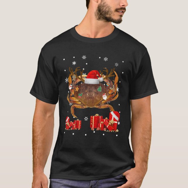 T-shirt Crabe de Noël amusant Père Noël Reindeer Crabe Lov (Devant)