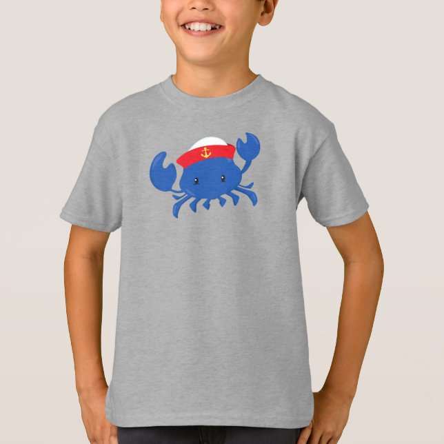 T-shirt Crabe marin, Crabe mignon, Casquette marin, Mer, V (Devant)