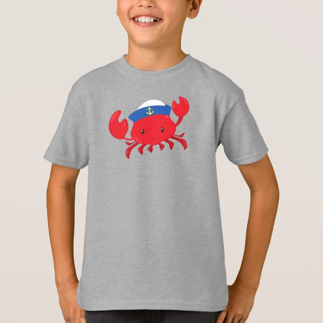 T-shirt Crabe marin, Crabe mignon, Casquette marin, Voile, (Devant)