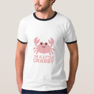 T-shirt Crabe Rose Pâle – Douce “Je suis un peu grincheux”
