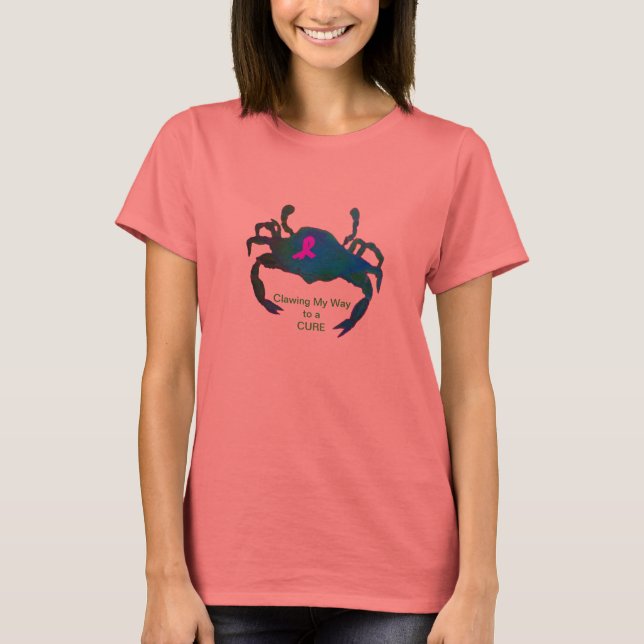 T-shirt Crabe Ruban rose T-Chemise Sensibilisation au canc (Devant)