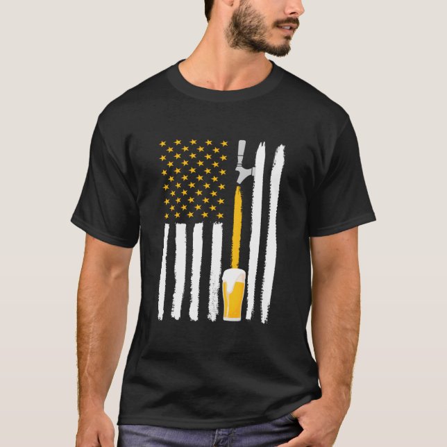 T-shirt Craft Beer American Flag Usa 4Th July Brewery (Devant)