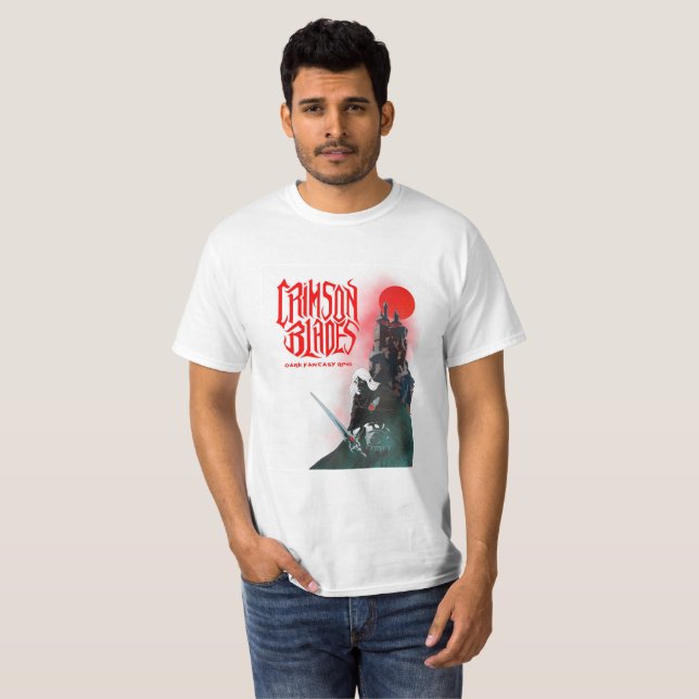 T-shirt cramoisi de lames (Devant entier)