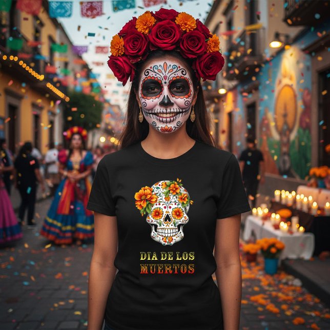 T-shirt Crâne à fleurs Dia de los Muertos (Créateur téléchargé)