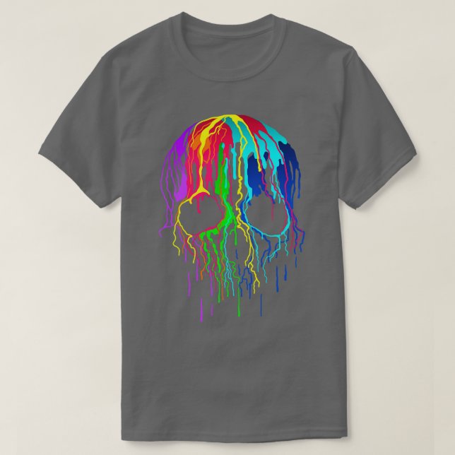 T-shirt Crâne à goutte colorée (Design devant)