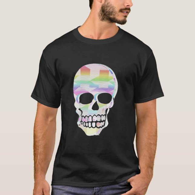 T-shirt Crâne à rayures de couleur (Devant)
