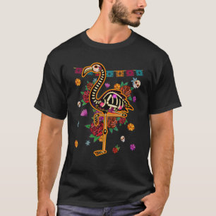 T-shirt Crâne à sucre Flamant rose mexicain Bone Halloween